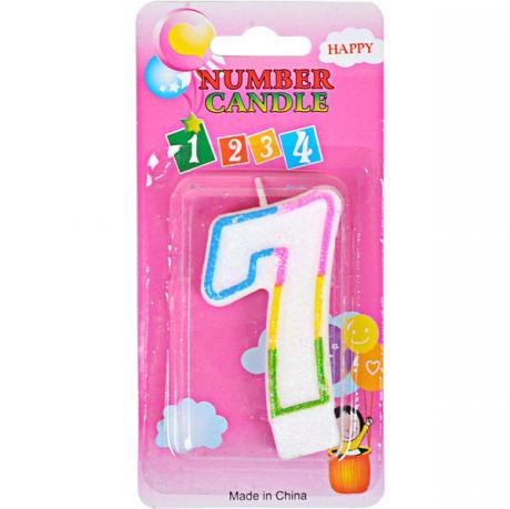 Свічка-цифра кольорова з блискітками "7" 10-116 KNZ