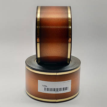 Стрічка ритуальна, 3D металік, колір помаранчевий, ЗОЛОТО - 7 см