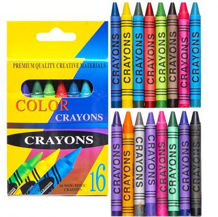 Воскові олівці 16 кольорів CRAYONS 2016A KNZ, фото 1
