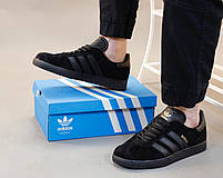 Чоловічі кросівки чорні Adidas Gazelle black. Замшеві кеди весна літо чоловічі Адідас Газель, фото 5