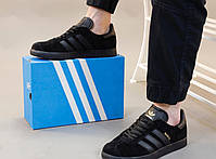 Чоловічі кросівки чорні Adidas Gazelle black. Замшеві кеди весна літо чоловічі Адідас Газель, фото 8