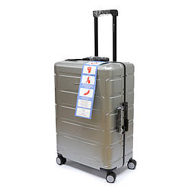 Міцна валіза на защіпках без блискавок середнього розміру Snowball сіра