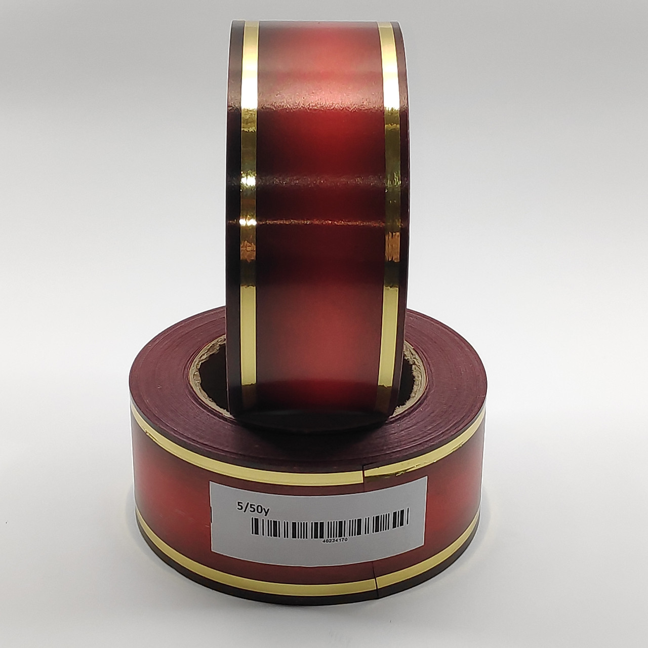 Стрічка ритуальна, траурна, 3D-об'єм, колір бордо, Ширина -5 см. Довжина -50м.