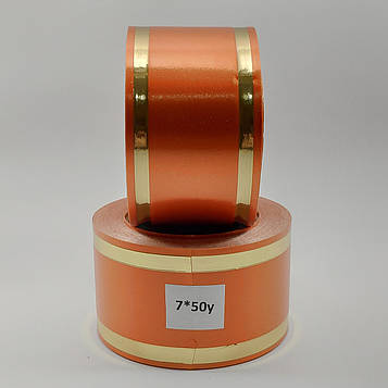 Стрічка ритуальна, колір оранжевий, ЗОЛОТО - 7 см
