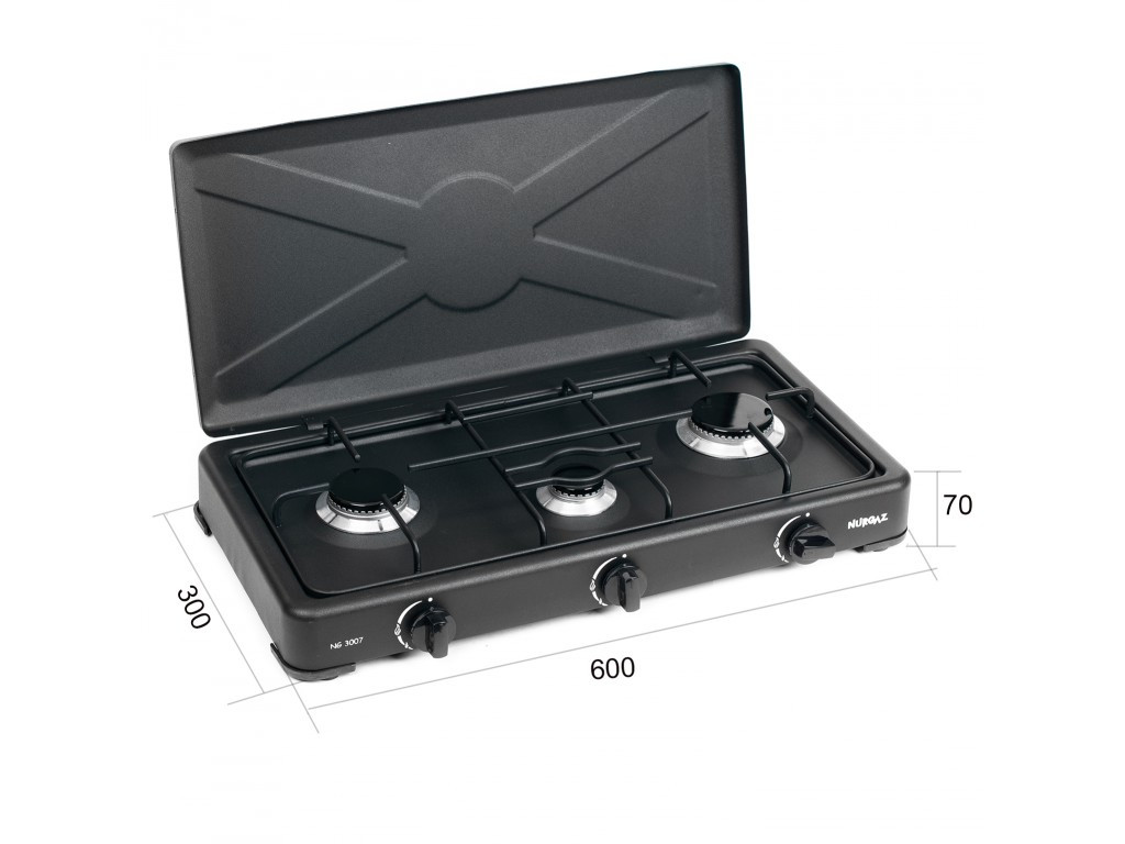 Газова плита NURGAZ настільна 3 конфорки (NG-3007)