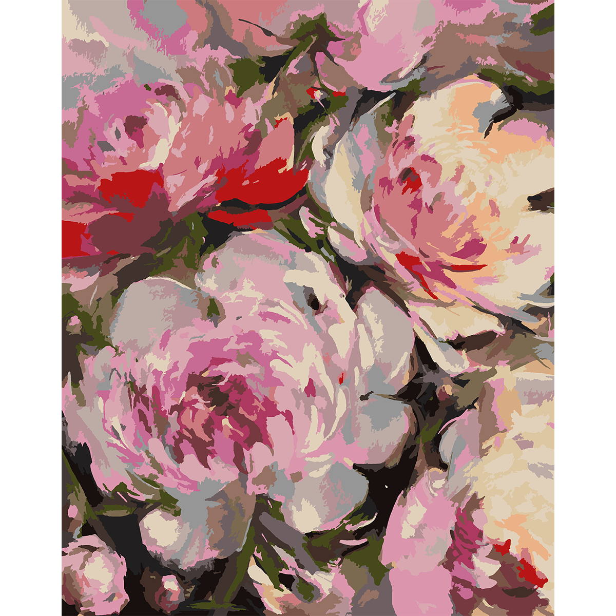 Набір, картина за номерами "Ніжні півонії", 40*50 см, SANTI