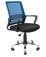 Кресло для сотрудников офиса Джина - Хром сиденье черное спинка синяя Richman