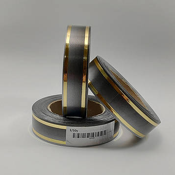 Стрічка ритуальна, 3D металік, колір срібло, ЗОЛОТО Ширина -3 см. Довжина -50 м