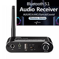 Аудіо конвертер декодер звуку з цифрового оптичного SPDIF Toslink Bluetooth 5.1 USB в аналоговий 2.0 RCA тюльпани перехідник (T02)