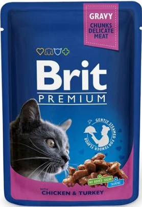 Влажный корм Brit Premium Cat Pouch для кошек, с курицей и индейкой, 100 г - фото 2 - id-p1714643860