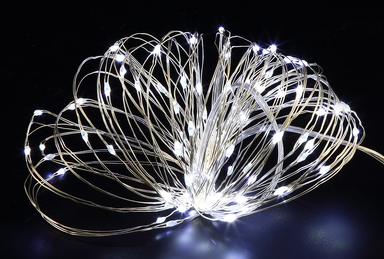 Електрогір. нитка Novogod'ko на мідному дроті, 100 LED, холодн. білий, 10 м, статичне свiтло