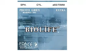 Мінеральна фотохромна лінза (сірий) Ind. 1,523 Ø70-65 (±0.0 /±4.0) BIOLIFE, TAIJIAHAO, W.O.C., ZHANLISHUN,