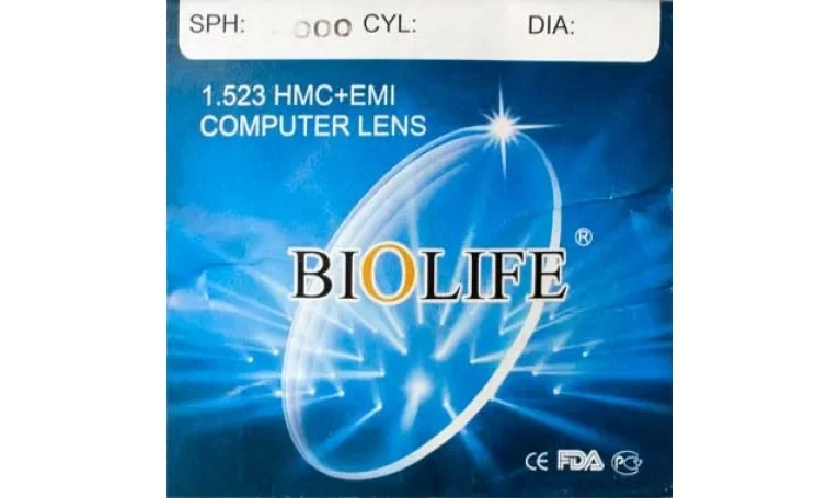 Мінеральна комп'ютерна лінза BIOLIFE з покриттям EMI Ind. 1,523 Ø65 (±0.0 / ±4.0) BIOLIFE, TAIJIAHAO