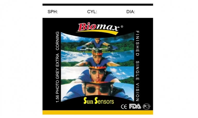 Полімерна астигматична фотохромна лінза BIOMAX HMC+EMI Ind. 1,56 (сірий) Ø70-65 (SPH ±0.0 ±4.0 / CYL