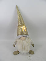 Новорічна м'яка іграшка Novogod'ko "Гном" в золотому колпаку, 44см, LED зірка