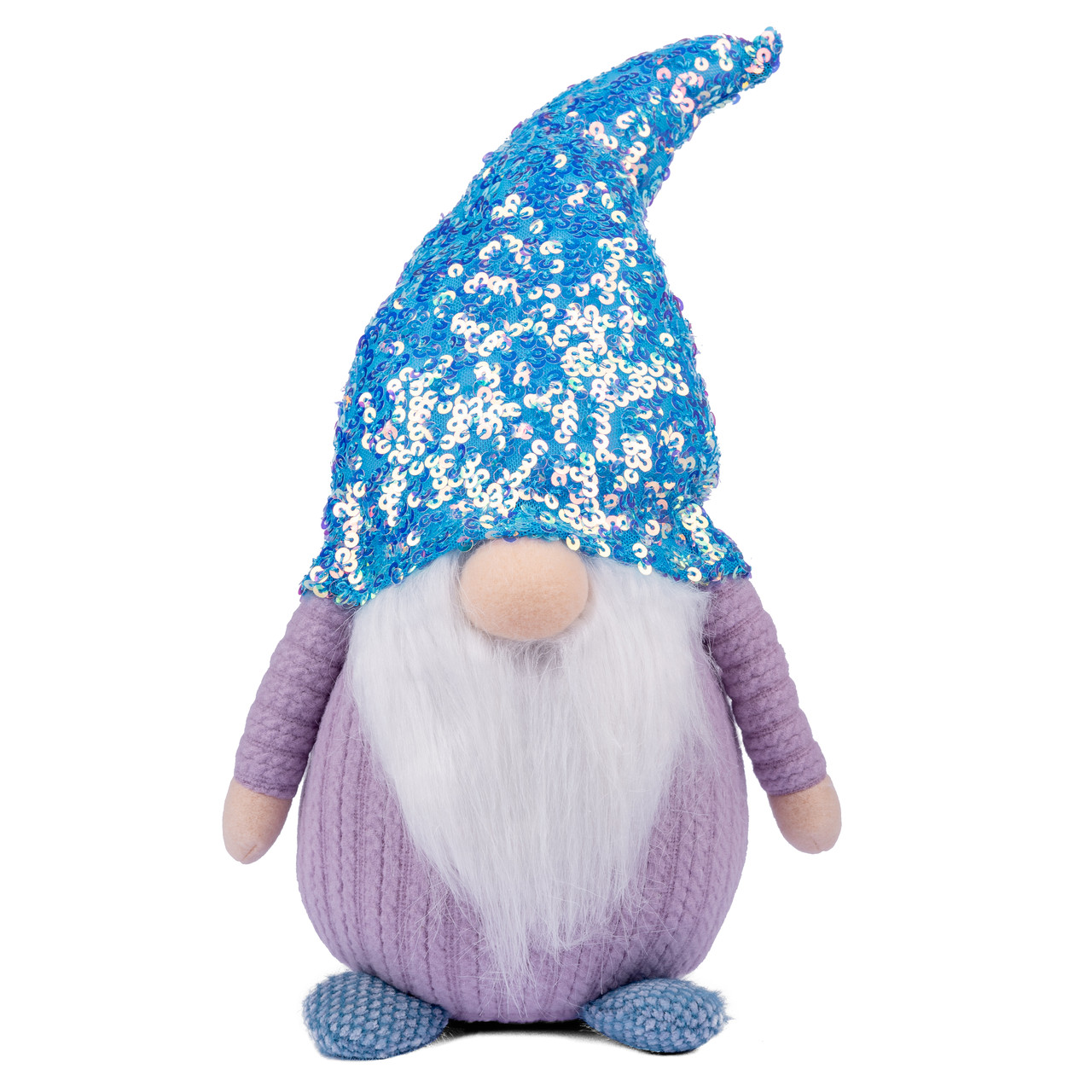 Новорічна м'яка іграшка Novogod'ko "Гном Хлопчик", блакитна паєтка, 40см