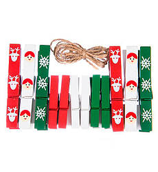 Маленькі прищіпки для фото "Christmas mood", набір (12 шт)