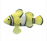 Искусственная рыбка Клоун, салатовая, силиконовая и люминисцентная (светящая )декор в аквариум - размер 4*6 см