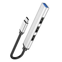 Хаб (концентратор) Hoco HB26 USB TYPE C на 4 USB Silver (99139), фото 3