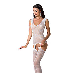 Бодистокинг Passion BS062 white, комбінезон, імітація панчіх