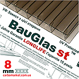Стільниковий полікарбонат 2100Х6000Х6 мм BauGlas Premium Longlife 1UV бронза Сербія, фото 3