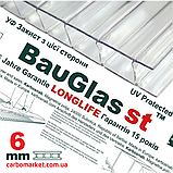 Стільниковий полікарбонат 2100Х6000Х8 мм BauGlas  Premium Longlife 1UV прозорий  Сербія, фото 3