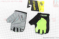 Перчатки без пальцев S с гелевыми вставками под ладонь, чёрно-салатовые SBG-1457 (408081)