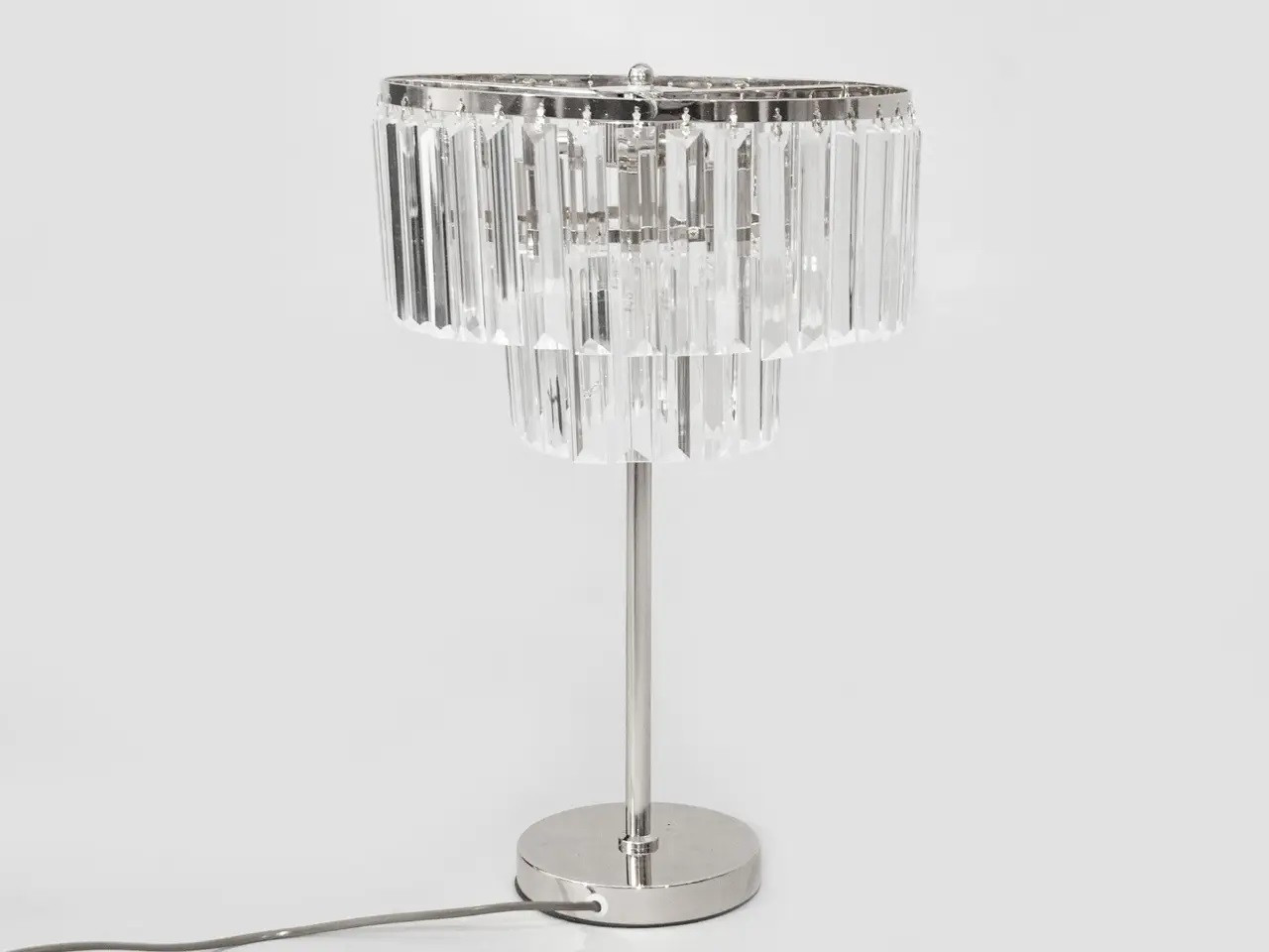 Кришталевий настільний світильник хром 3 лампи Е14 30х50 см