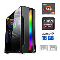 Игровой ПК /Ryzen 5 5500 6 ядер 3.6 GHz NEW/16GB DDR4 NEW/120GB SSD NEW+500GBHDD/Radeon RX 580 8GB/500W