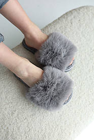Хатні м'які жіночі капці домашні пухнасті сірі 36-41 розмір 38-39