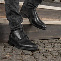 Классические туфли мужские зимние с мехом Luciano Bellini черные. Ботинки классические мужские на зиму черные