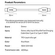 Кабель для швидкої зарядки Type-C на Type-C BASEUS 100W 5A Jelly Liquid Silica Gel 2м (чорний), фото 7