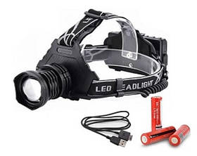 Ліхтар налобний BL-T70pro-HP70 zoom + Powerbank + microUSB + 3х18650