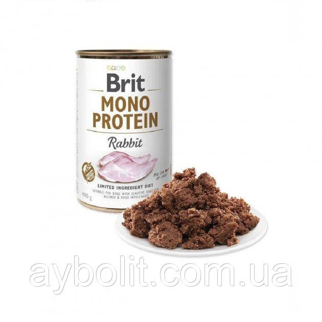 Вологий корм Brit Mono Protein Dog 400 г йоз кроликом для собак (8595602555376)