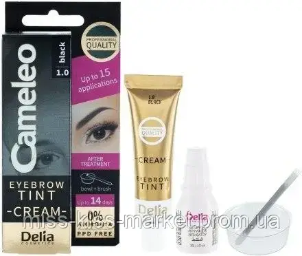 Крем-краска для бровей, черная Delia Eyebrow Tint Cream Cameleo 1.0 Black - фото 1 - id-p1714798813