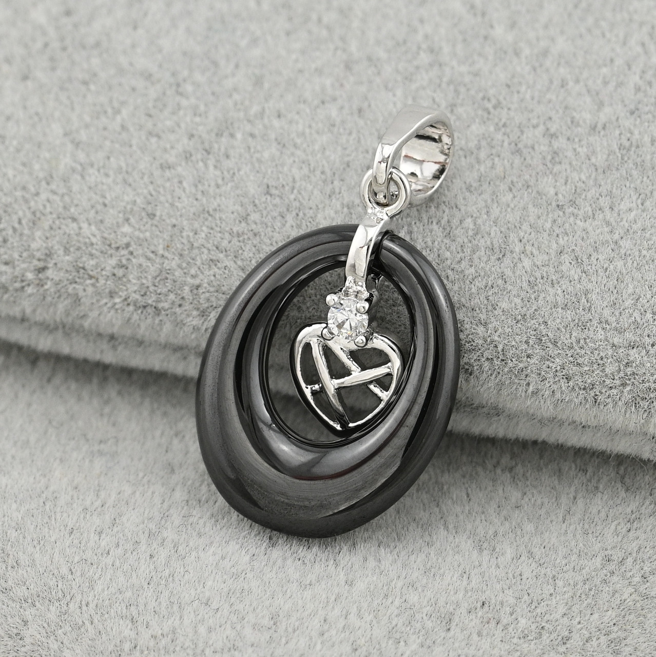 Кулон 38110 для ланцюжків до 3 мм розмір 24х13 мм білі фіаніти вага 1.9 г позолота Біле Золото, фото 1