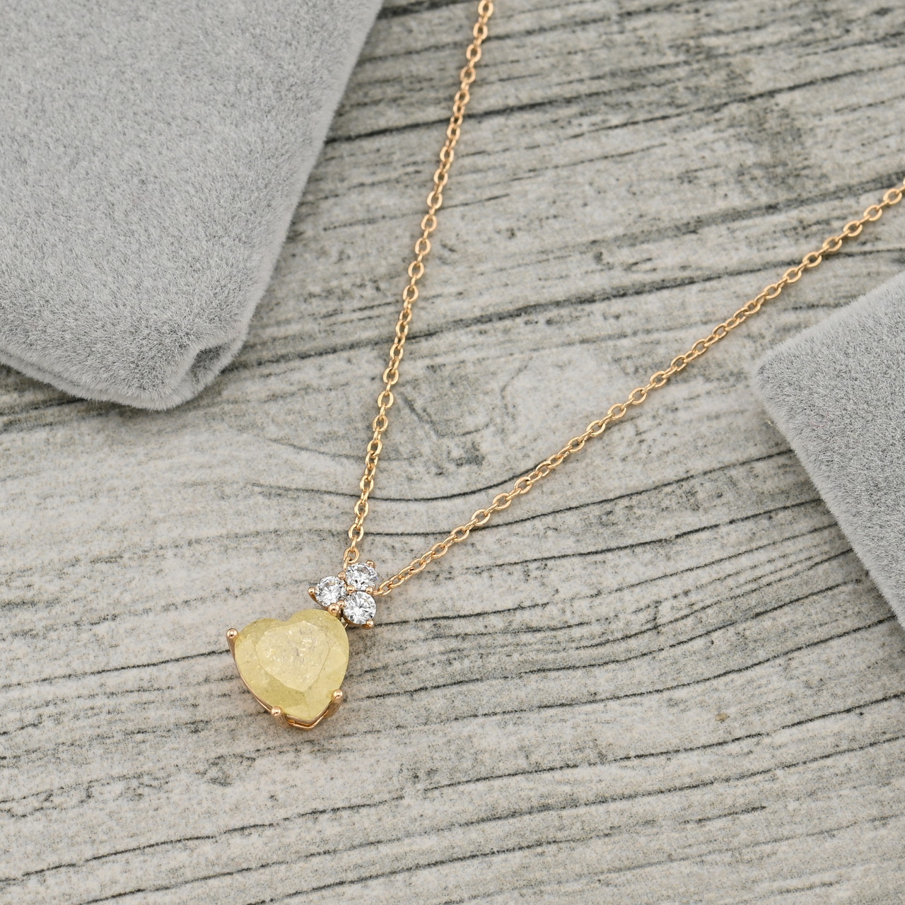 Кольє Алмазне серце 37904 ширина 1 мм фіаніти шампань позолота 18К довжина 40+5, фото 1