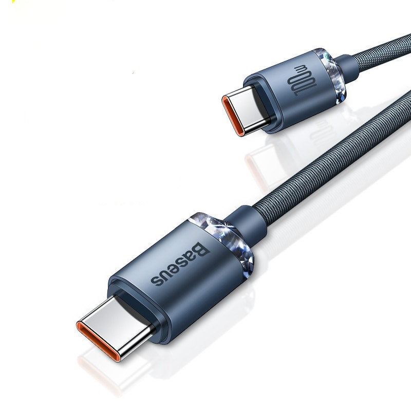 Кабель для швидкої зарядки Type-C на Type-C BASEUS 100W 5A Crystal Shine Series 1.2м (чорний)
