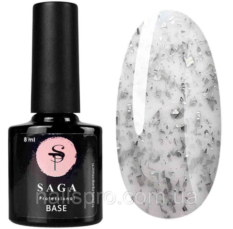 База з пластівцями поталі Saga Leaf Base 8 мл, № 02 світло-сіра
