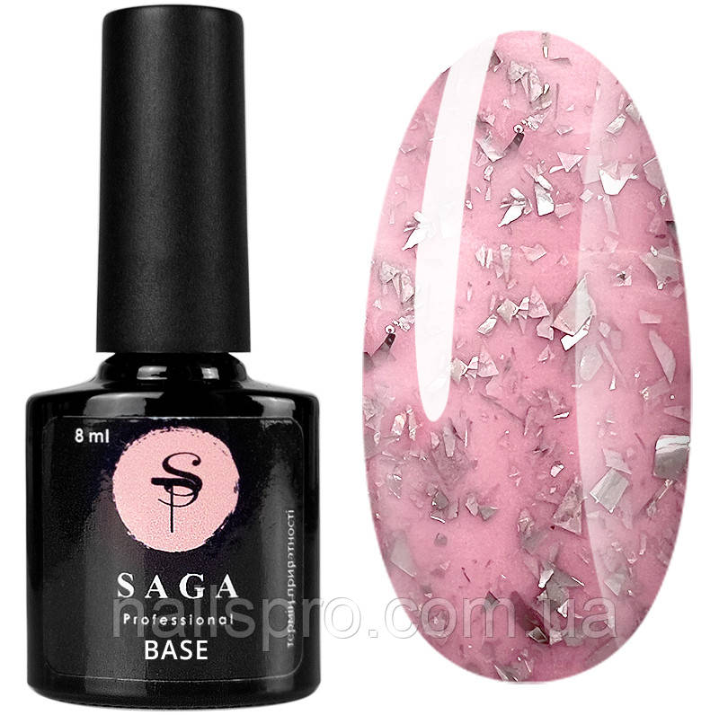 База з пластівцями поталі Saga Leaf Base 8 мл, № 03 рожева