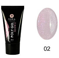 Полігель (акрігель) із шиммером Saga Poly Gel Glow №2, 30 мл