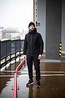 Чоловічий спортивний костюм Куртка + Штани Soft Shell чорний на флісі демісезонний осінній зимовий (Bon)