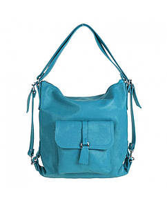 Жіноча шкіряна сумка-рюкзак 2 в1 Cavaldi S0080 з натуральної шкіри Різні кольори Блакитний
