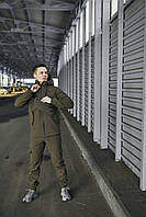 Чоловічий спортивний костюм Куртка + Штани Soft Shell хакі на флісі демісезонний осінній зимовий (Bon)