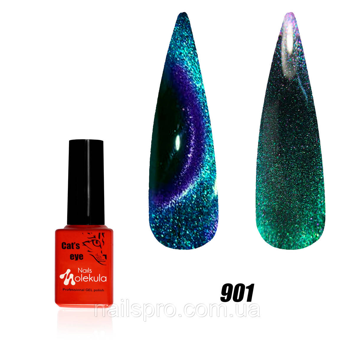 Гель-лак для нігтів Nails Molekula 9D Cat's Eye 6 мл №901