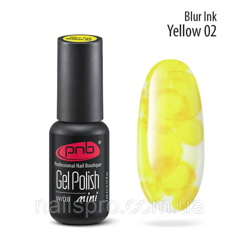 Аква-чорнило для дизайну нігтів PNB Blur ink 4 мл №02 Yellow