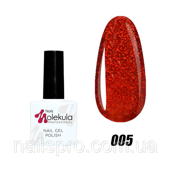 Гель-лак для нігтів Nails Molekula Gel Polish № 05 Червоне мерехтіння