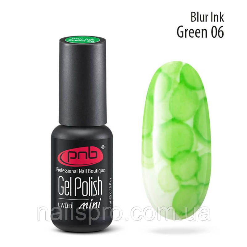 Аква-чорнило для дизайну нігтів PNB Blur ink 4 мл №06 Green