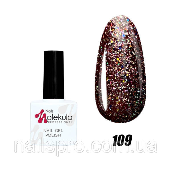 Гель-лак для нігтів Nails Molekula Gel Polish № 109 Іскристий бордовий