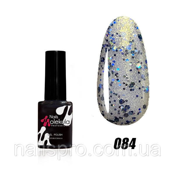 Гель-лак для нігтів Nails Molekula Gel Polish 6 мл №84 Синій гліттер